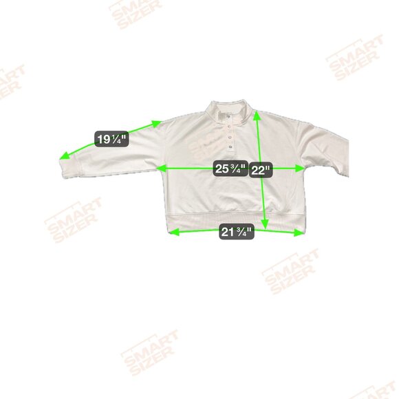 Women’s White Snap Button Mock Neck Pullover Sweatshirt Size L 60% Cotton Blend - Picture 7 of 8